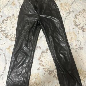 Abercrombie & Fitch Vegan Black Straight Leg Leather Pants